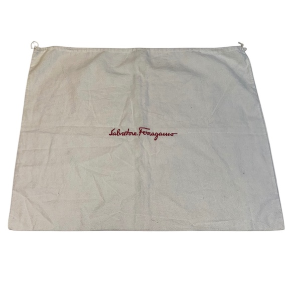 SALVATORE FERRAGAMO Large White Logo Storage Draw String Closure Dust Bag - Picture 1 of 3